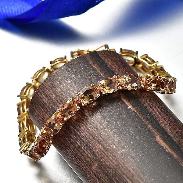 EverTrue Golden Fall Autumn Alexite 16.10 Ctw Tennis Bracelet In 18K YG Plated (6.50 In)