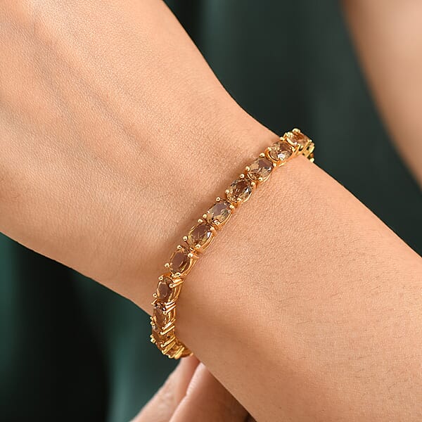 EverTrue Golden Fall Autumn Alexite 16.10 Ctw Tennis Bracelet In 18K YG Plated (6.50 In)