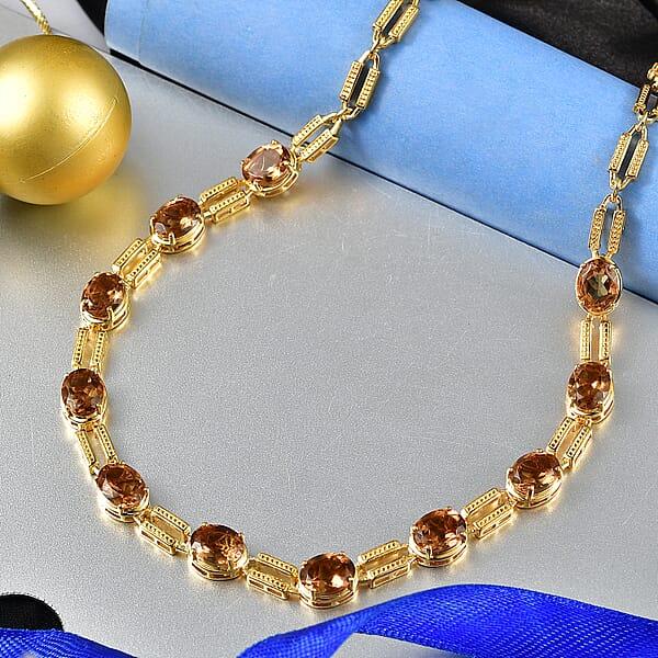 EverTrue Golden Fall Autumn Alexite 20.10 Ctw Station Necklace In 18K YG Plated 18-20 Inches