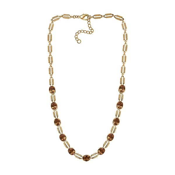 EverTrue Golden Fall Autumn Alexite 20.10 Ctw Station Necklace In 18K YG Plated 18-20 Inches