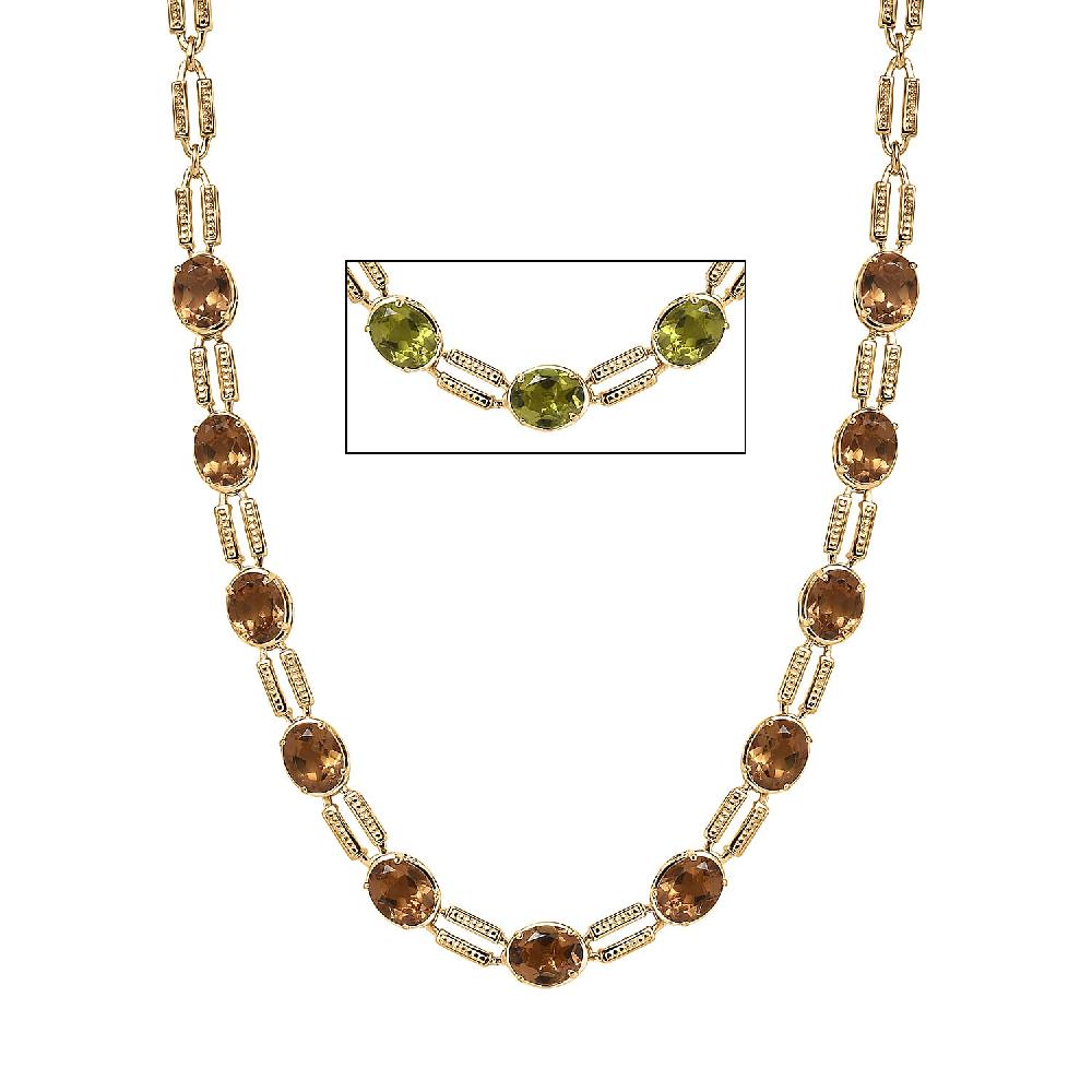EverTrue Golden Fall Autumn Alexite 20.10 ctw Station Necklace in 18K YG Plated 18-20 Inches