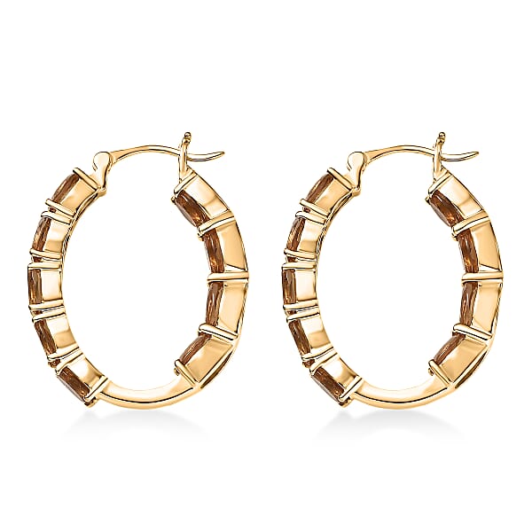 EverTrue Golden Fall Autumn Alexite 6.85 Ctw Inside-out Hoop Earrings In 18K YG Plated