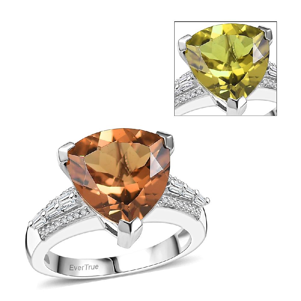 EverTrue Golden Fall Autumn Alexite White Zircon Ring in Platinum Bond 5.80 ctw