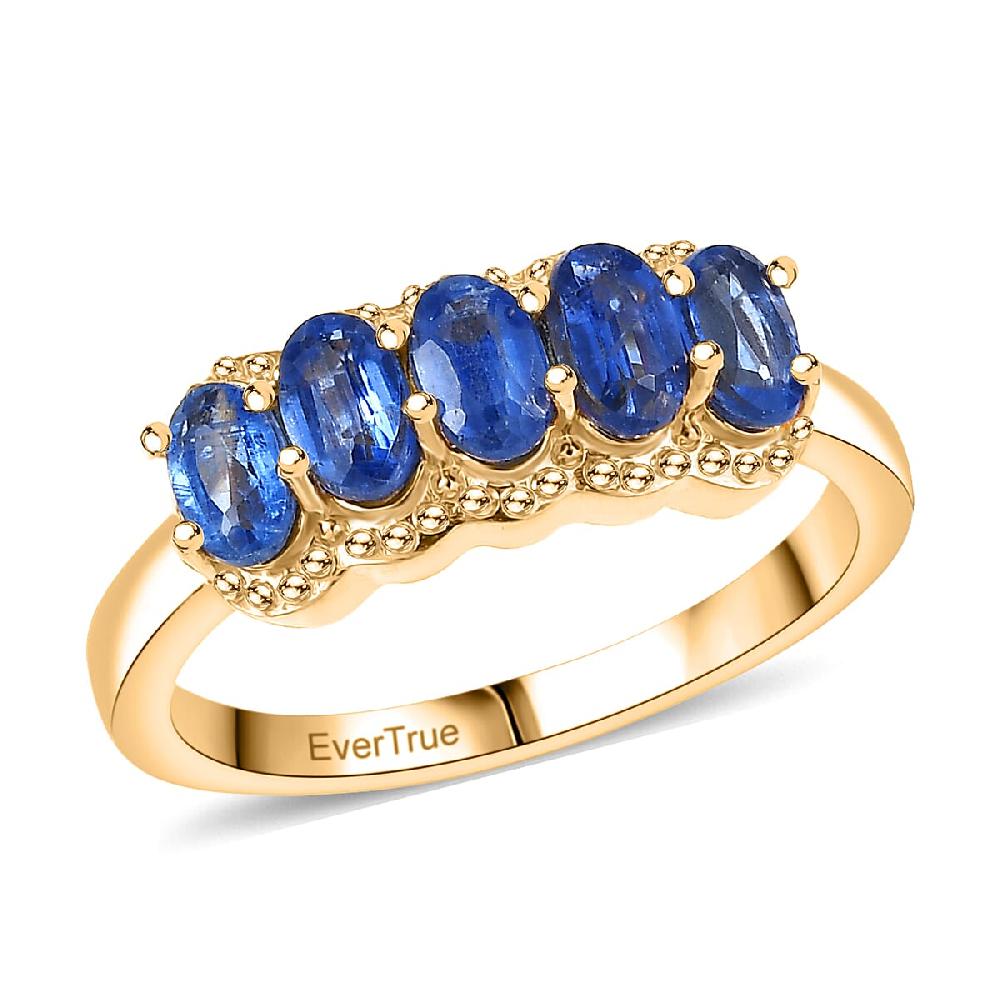 EverTrue Kashmir Kyanite 5 Stone Band Ring in 18K YG Plated 1.60 ctw