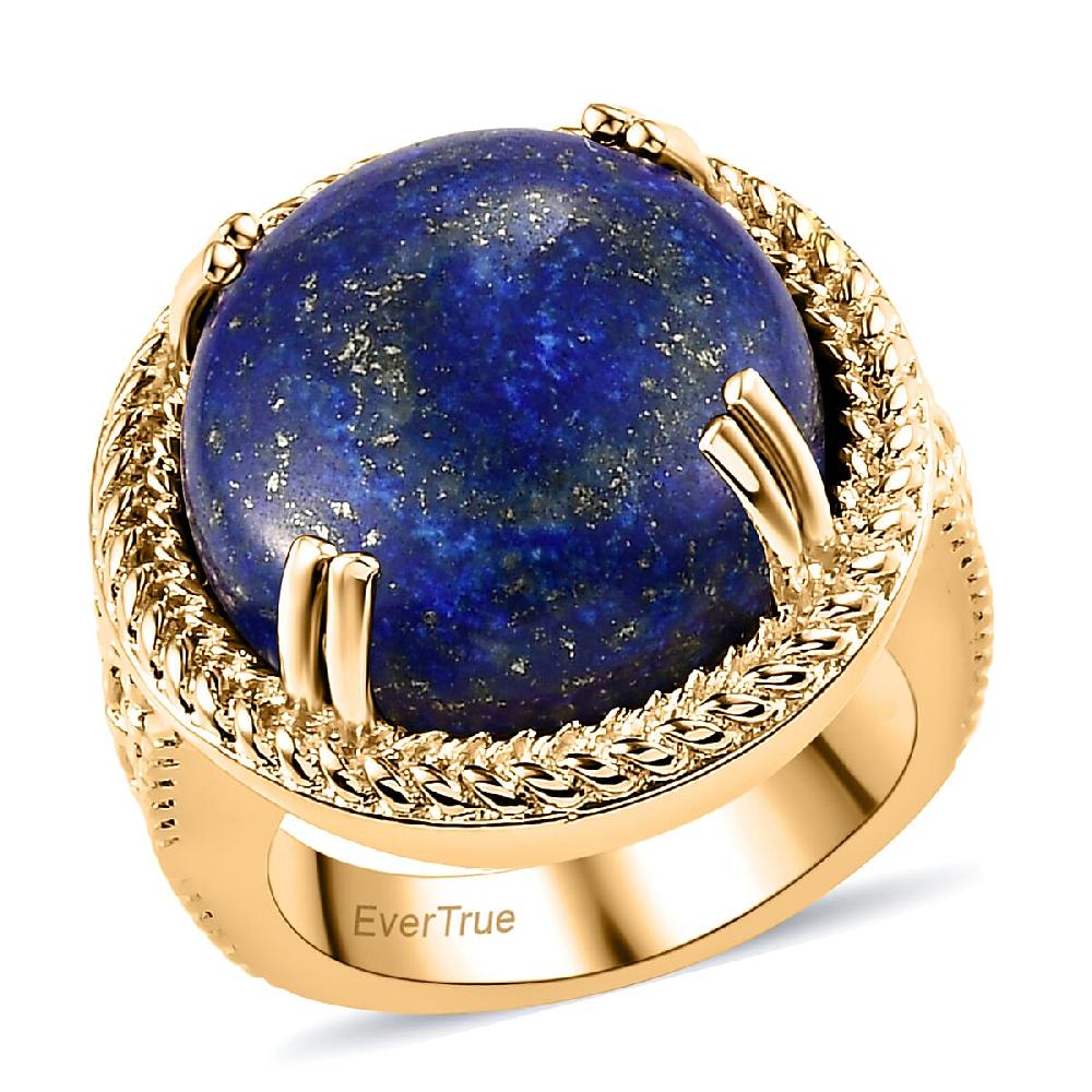 EverTrue Lapis Lazuli 13.40 ctw Solitaire Ring in 18K Yellow Gold Plated