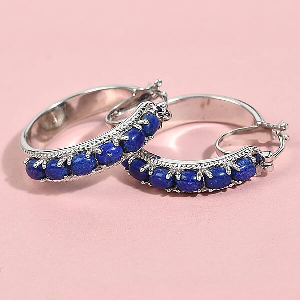EverTrue Lapis Lazuli 5.80 Ctw Earrings In Platinum Bond