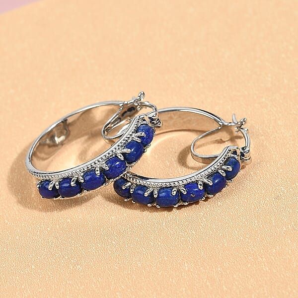 EverTrue Lapis Lazuli 5.80 Ctw Earrings In Platinum Bond