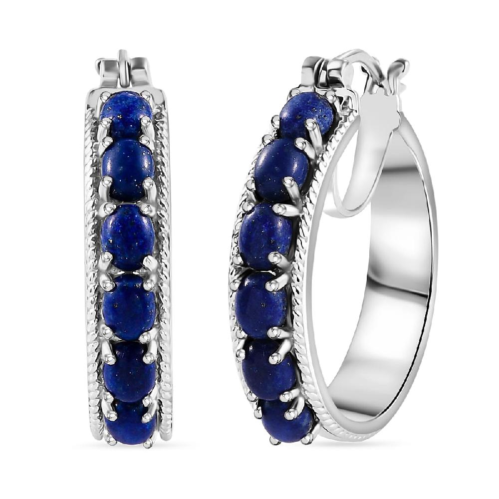 EverTrue Lapis Lazuli 5.80 ctw Earrings in Platinum Bond