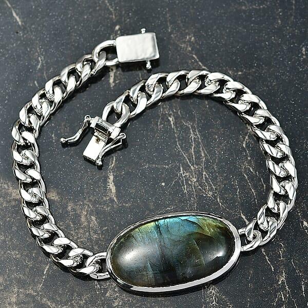 EverTrue Malagasy Labradorite 34.00 Ctw Bracelet In Platinum Bond (8.50 In)
