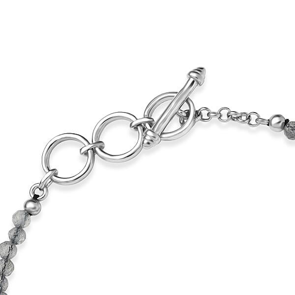 EverTrue Malagasy Labradorite And Peridot 36.90 Ctw Bloomline Bracelet In Platinum Bond (7.25 In)