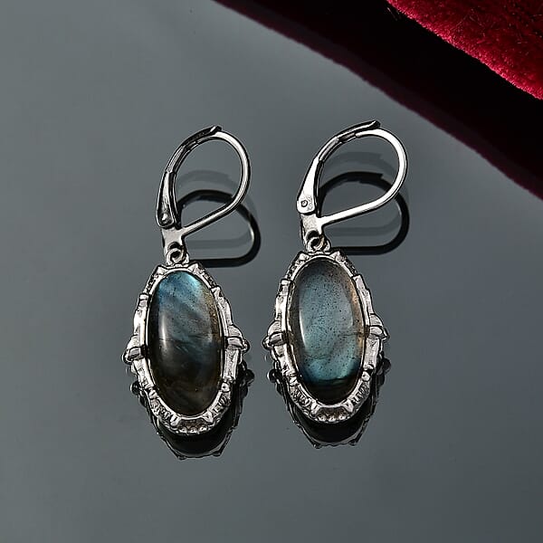 EverTrue Malagasy Labradorite Earrings In Platinum Bond 10.15 Ctw