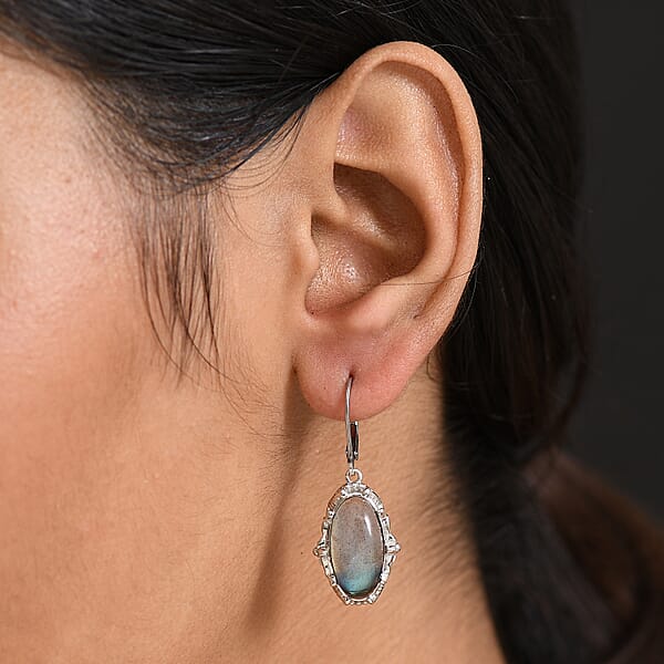 EverTrue Malagasy Labradorite Earrings In Platinum Bond 10.15 Ctw