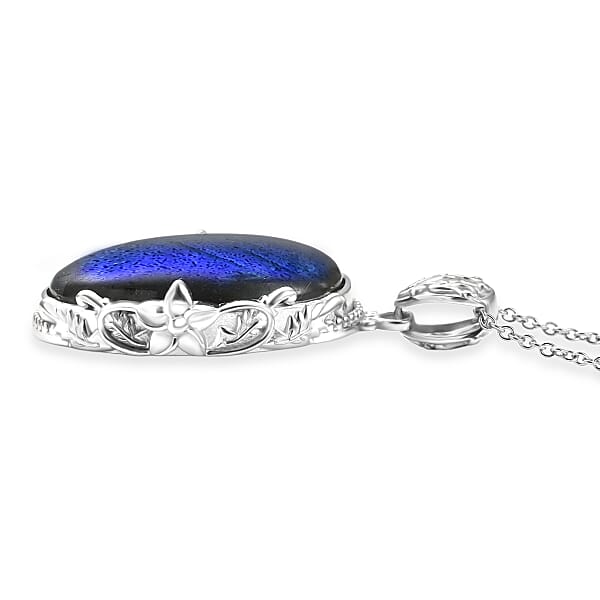 EverTrue Malagasy Labradorite Pendant In Platinum Bond With Stainless Steel Necklace 34.80 Ctw (20 Inches)