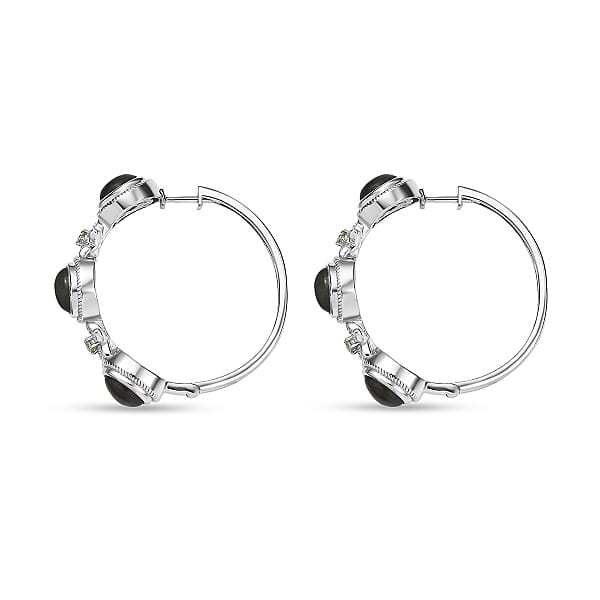 EverTrue Malagasy Labradorite Peridot Bloomline Earrings In Platinum Bond 8.30 Ctw