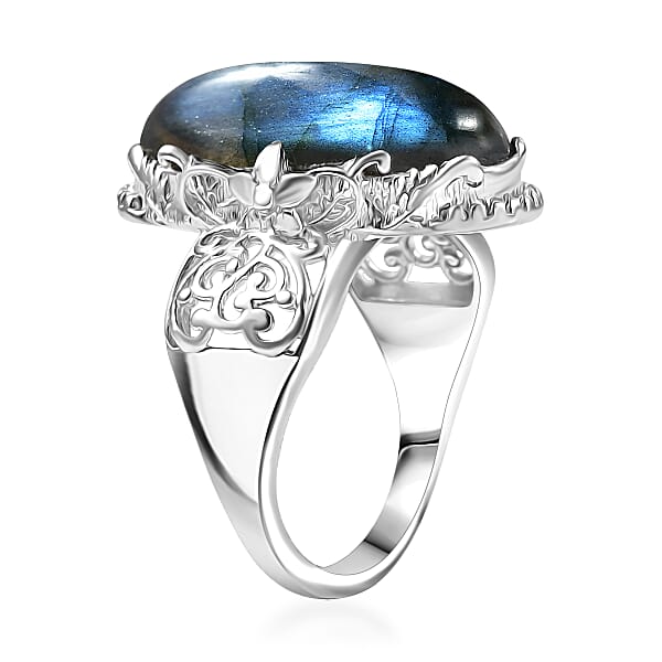EverTrue Malagasy Labradorite Ring In Platinum Bond 9.60 Ctw