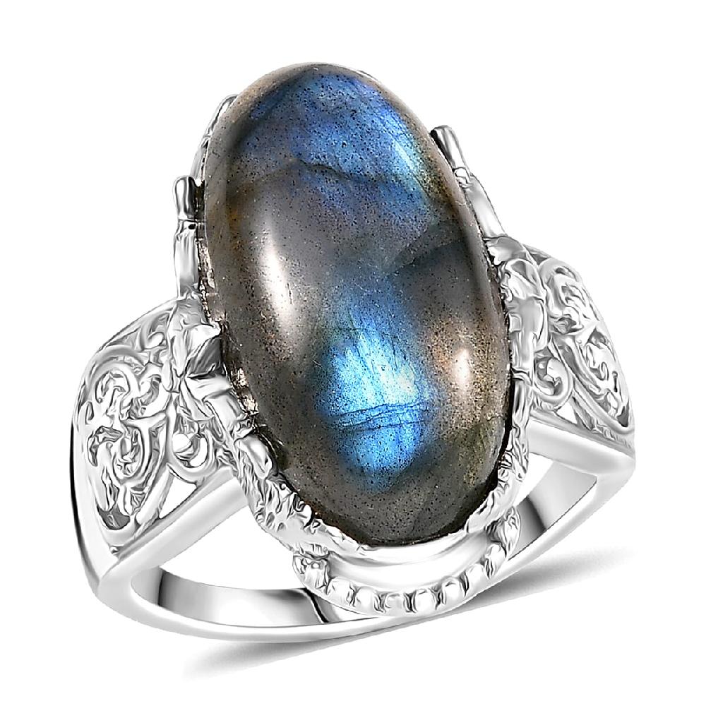 EverTrue Malagasy Labradorite Ring in Platinum Bond 9.60 ctw