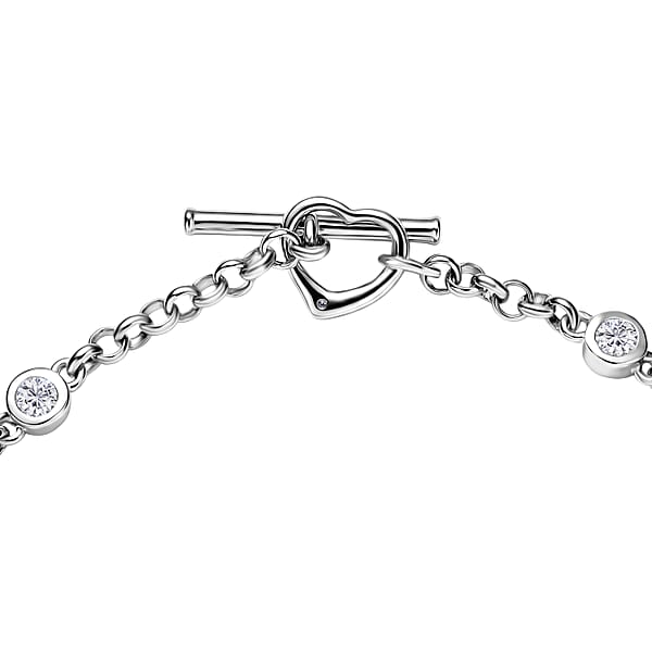 EverTrue Moissanite 0.75 Ctw Forever Linked Hearts Bracelet In Platinum Bond (7.25 In)