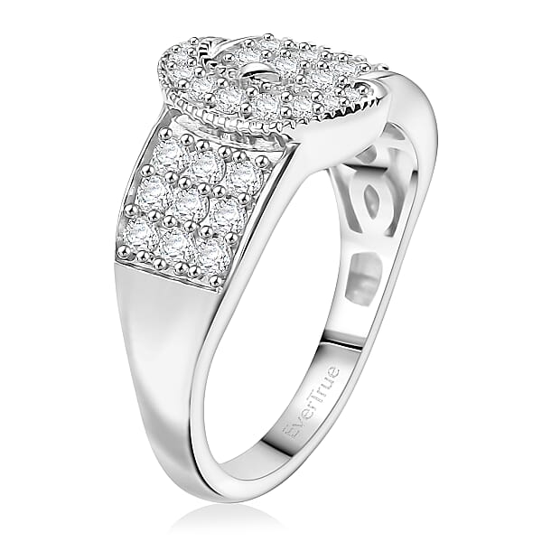 EverTrue Moissanite Buckle Ring In Platinum Bond 0.75 Ctw