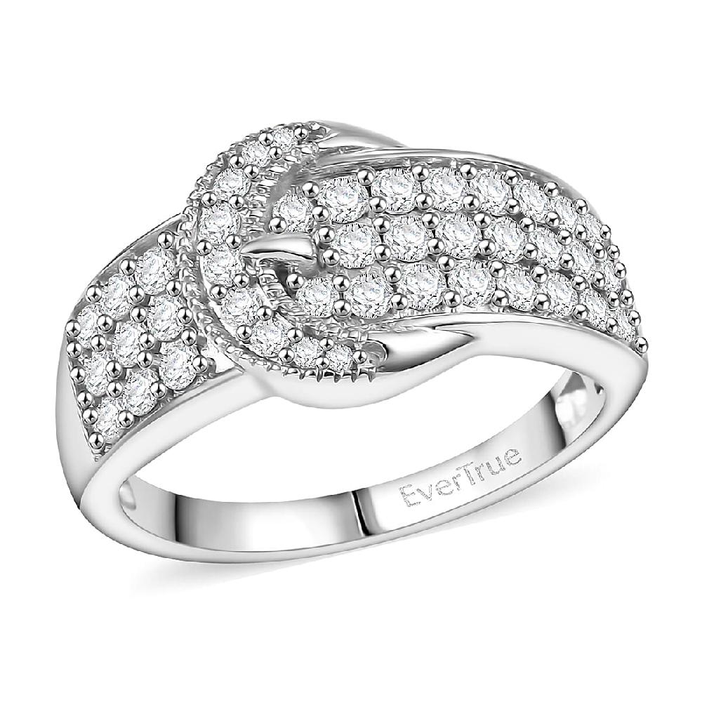 EverTrue Moissanite Buckle Ring in Platinum Bond 0.75 ctw