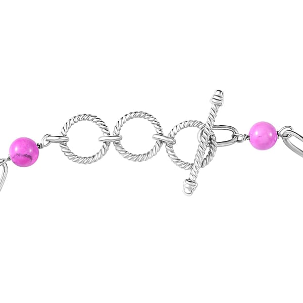 EverTrue Mojave Purple Turquoise 23.10 Ctw Paper Clip And Leopard Head Bracelet In Platinum Bond (6.50-800In)