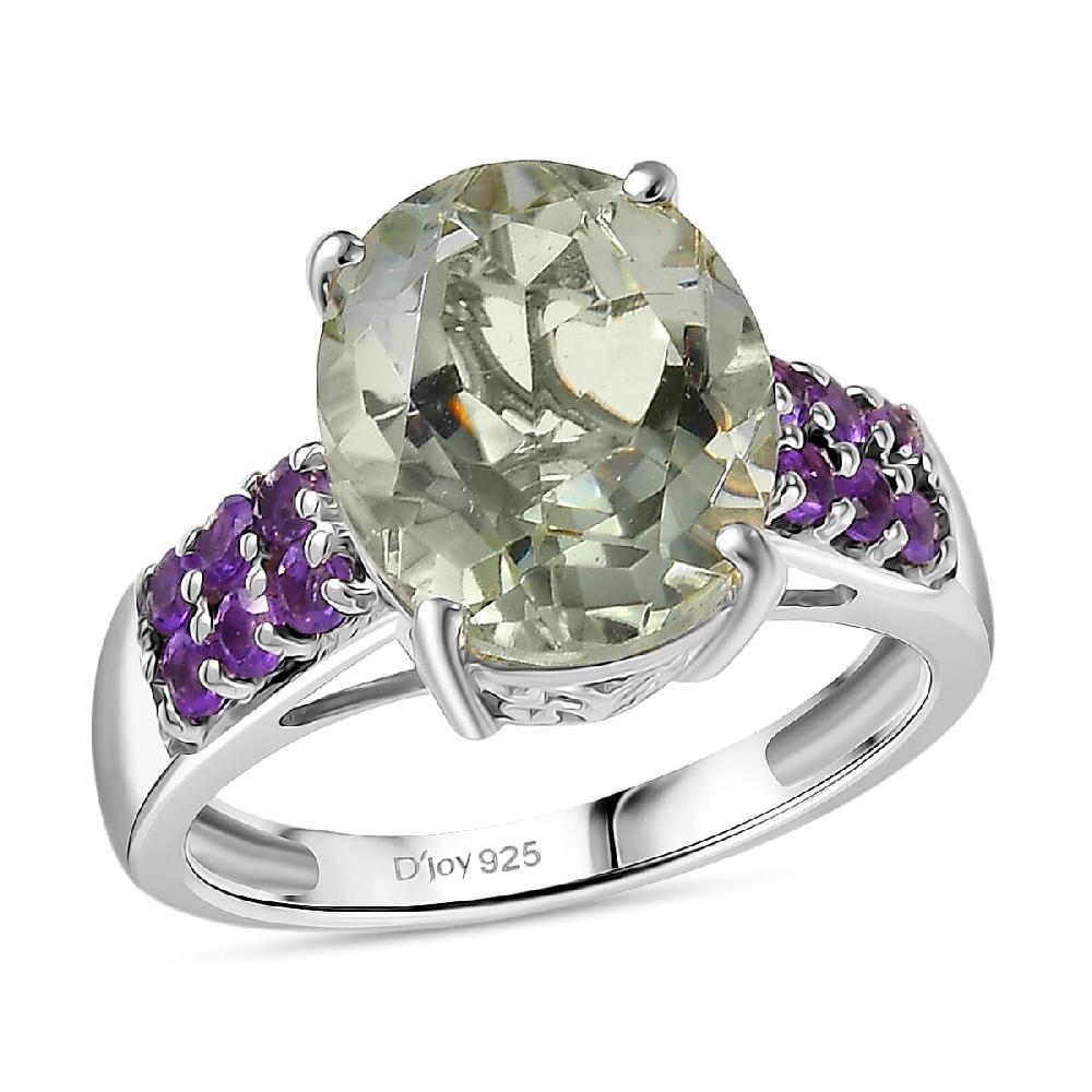 EverTrue Montezuma Prasiolite African Amethyst Ring in Platinum Bond 5.15 ctw