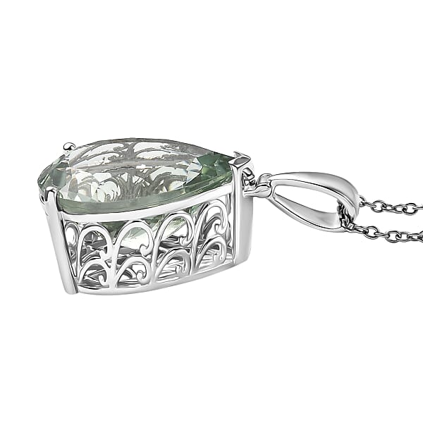 EverTrue Montezuma Prasiolite Drop Pendant In Platinum Bond With Stainless Steel Necklace 27.00 Ctw (20 Inches)