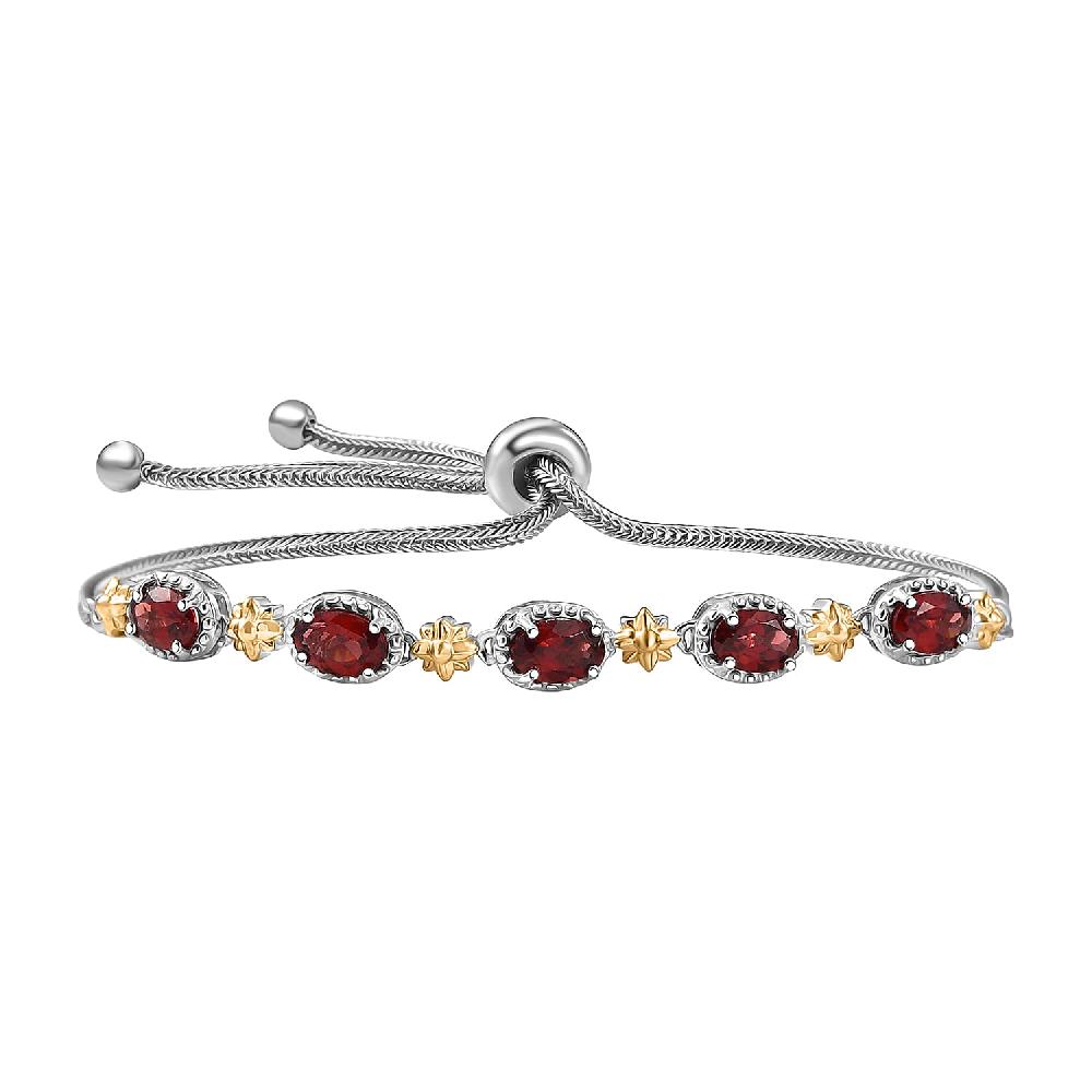 EverTrue Mozambique Garnet 2.85 ctw Bracelet in 18K YG Plated and Platinum Bond (10.50 In)