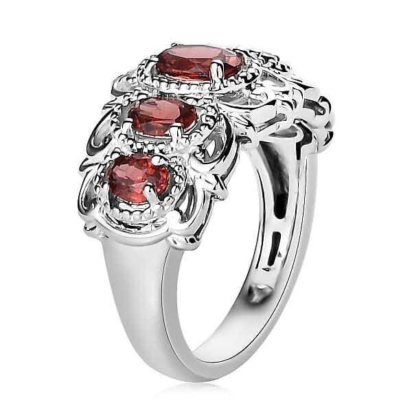EverTrue Mozambique Garnet 5 Stone Ring In Platinum Bond 1.50 Ctw