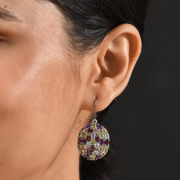 EverTrue Multi Gemstone Earrings In Platinum Bond 12.60 Ctw