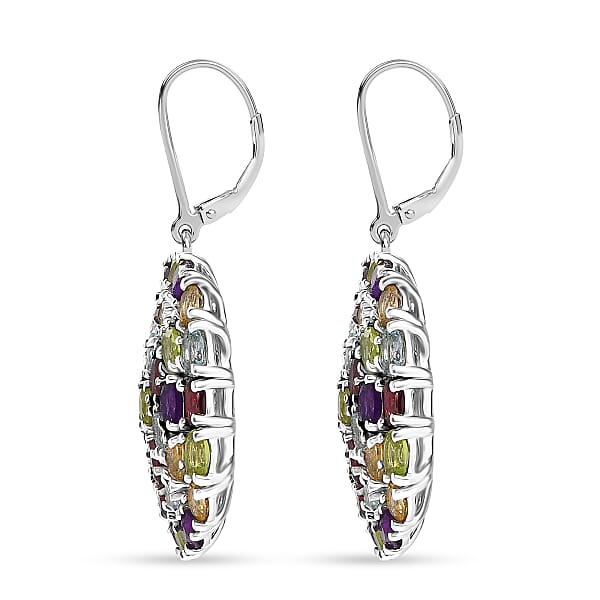 EverTrue Multi Gemstone Earrings In Platinum Bond 12.60 Ctw