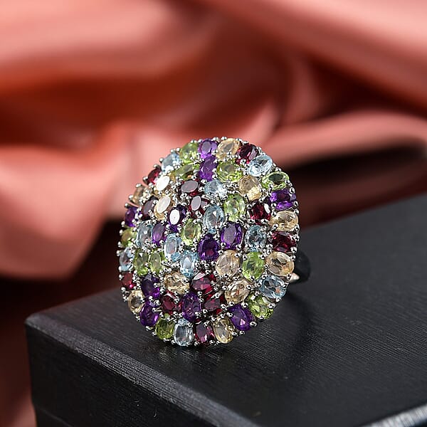 EverTrue Multi Gemstone Ring In Platinum Bond 11.20 Ctw