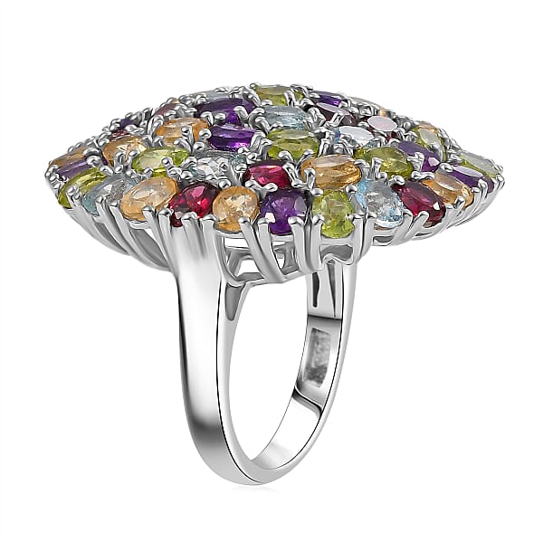 EverTrue Multi Gemstone Ring In Platinum Bond 11.20 Ctw