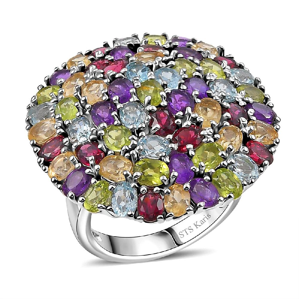 EverTrue Multi Gemstone Ring in Platinum Bond 11.20 ctw