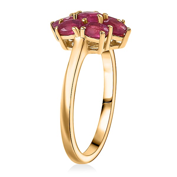 EverTrue Niassa Ruby Floral Ring In 18K YG Plated 2.00 Ctw