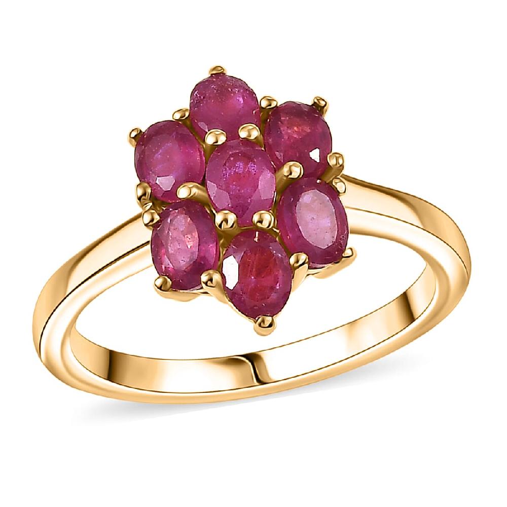 EverTrue Niassa Ruby Floral Ring in 18K YG Plated 2.00 ctw