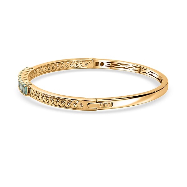 EverTrue Paraiba Apatite 11.75 Ctw Bangle Bracelet In 18K YG Plated (7.25 In)
