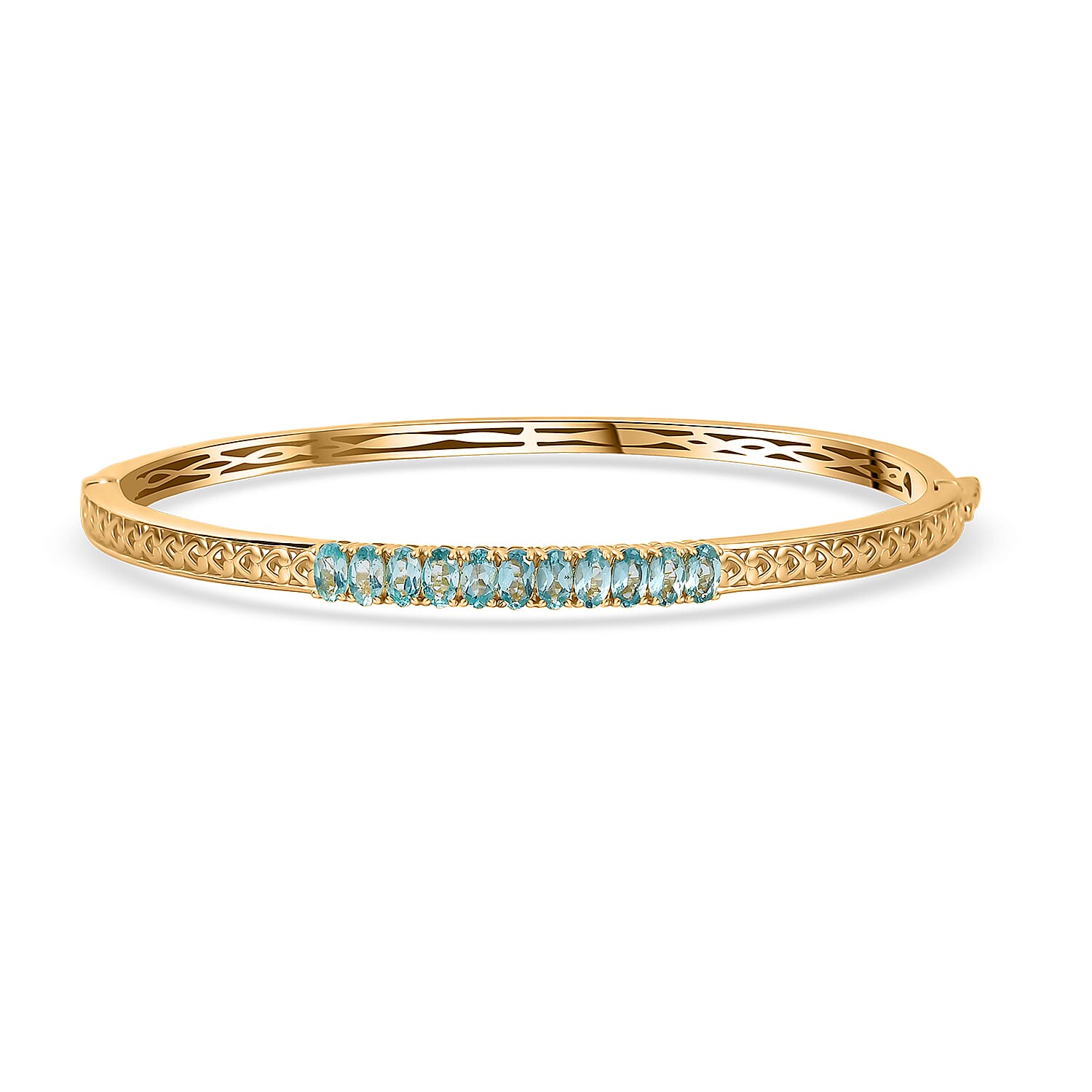 EverTrue Paraiba Apatite 11.75 ctw Bangle Bracelet in 18K YG Plated (7.25 In)