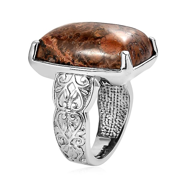 EverTrue Poppy Jasper Solitaire Ring In Stainless Steel 17.50 Ctw