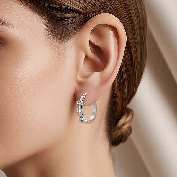 EverTrue Quintessence Of Love Austrian Crystal Hoop Earrings In Stainless Steel