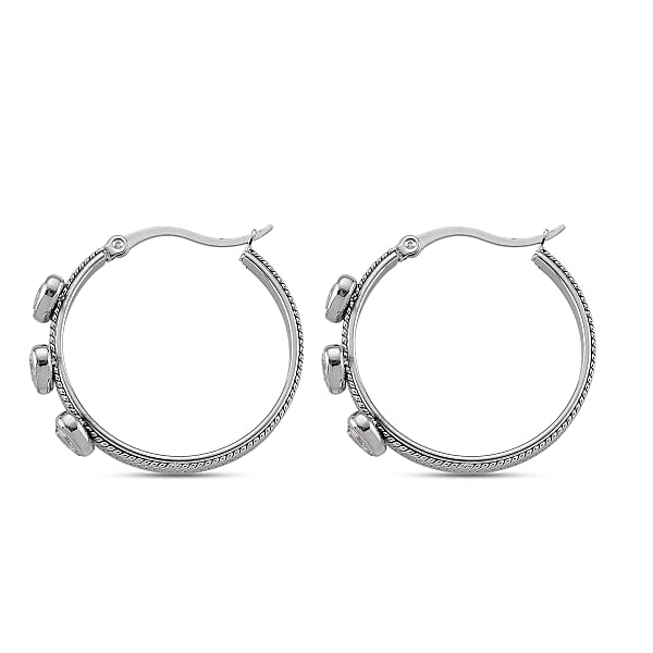 EverTrue Quintessence Of Love Austrian Crystal Hoop Earrings In Stainless Steel