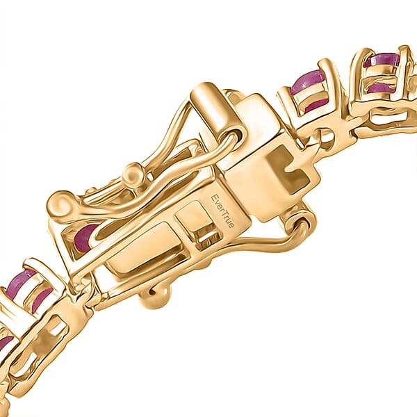 EverTrue Ruby And Moissanite 7.50 Ctw Minimalist Aura Bracelet In 18K YG Plated (8.00 In)