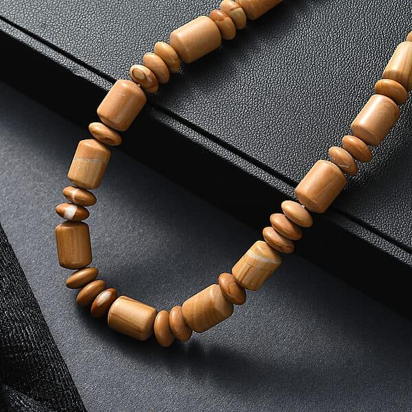 EverTrue Scene Jasper Fancy Beaded Necklace In Stainless Steel 265.00 Ctw (18 Inches)