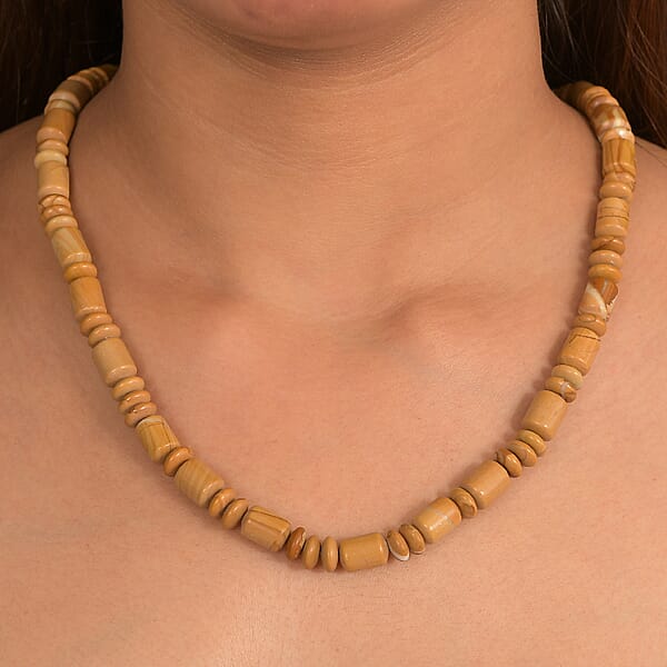 EverTrue Scene Jasper Fancy Beaded Necklace In Stainless Steel 265.00 Ctw (18 Inches)