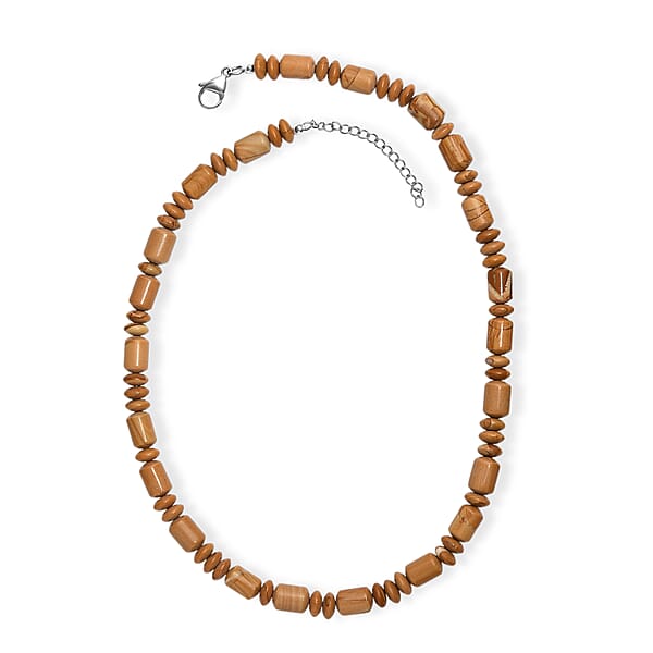 EverTrue Scene Jasper Fancy Beaded Necklace In Stainless Steel 265.00 Ctw (18 Inches)