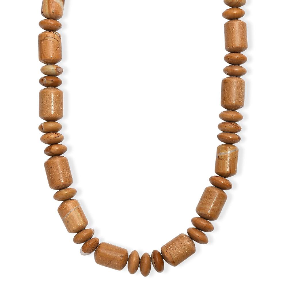 EverTrue Scene Jasper Fancy Beaded Necklace in Stainless Steel 265.00 ctw (18 Inches)