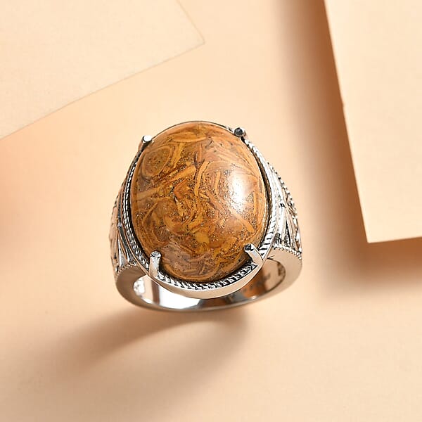 EverTrue Script Stone Solitaire Ring In Stainless Steel 18.50 Ctw