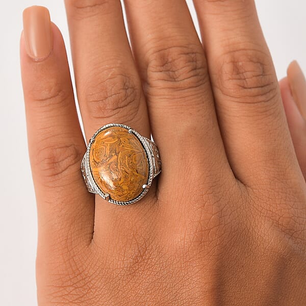 EverTrue Script Stone Solitaire Ring In Stainless Steel 18.50 Ctw