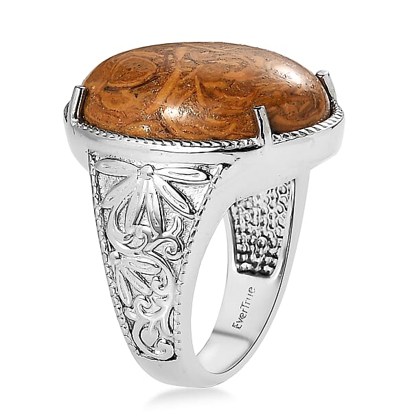 EverTrue Script Stone Solitaire Ring In Stainless Steel 18.50 Ctw