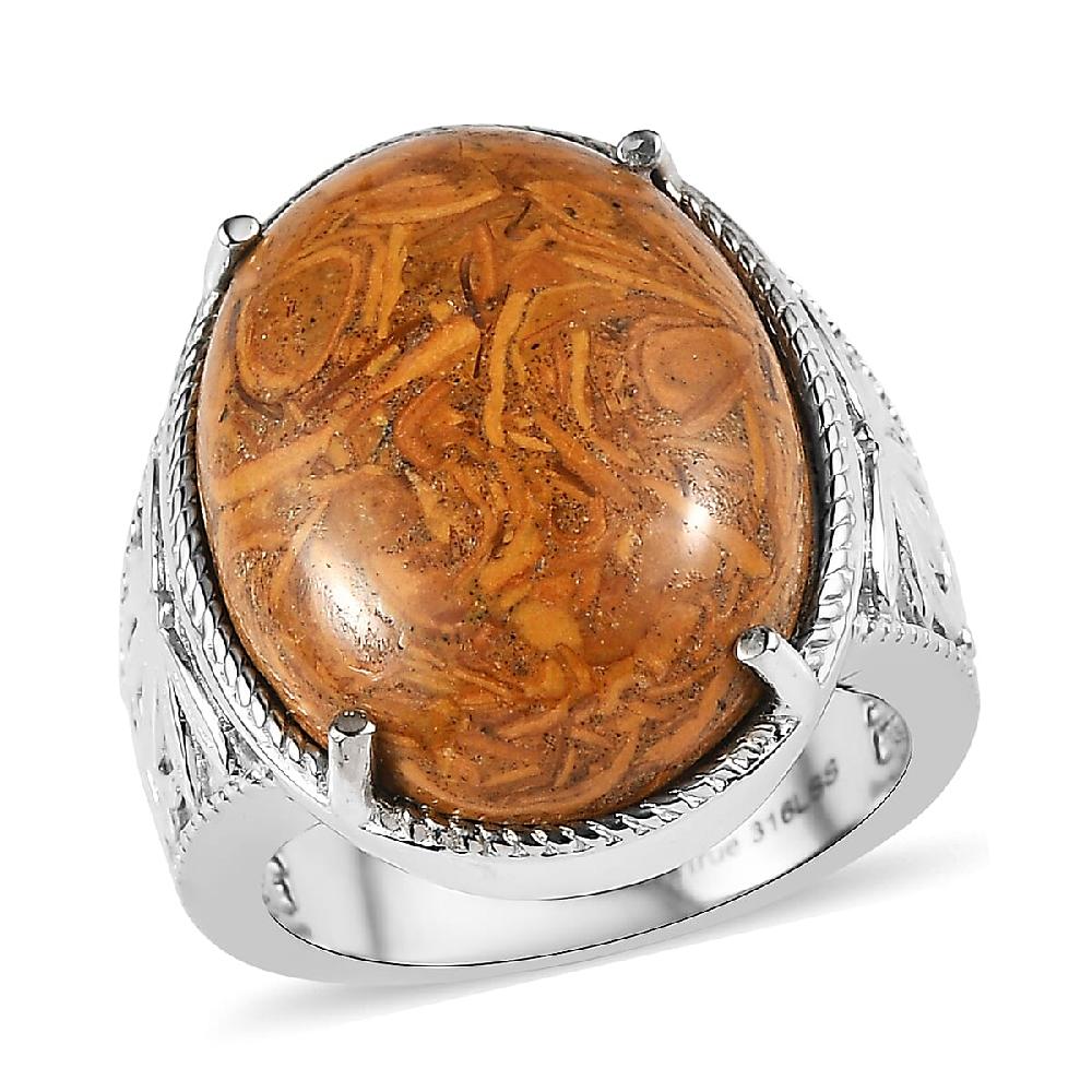 EverTrue Script Stone Solitaire Ring in Stainless Steel 18.50 ctw