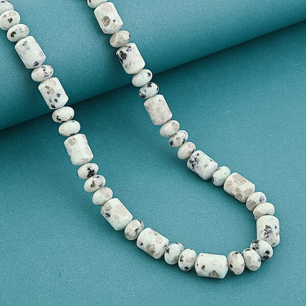 EverTrue Sesame Jasper Fancy Beaded Necklace In Stainless Steel 265.00 Ctw (18 Inches)
